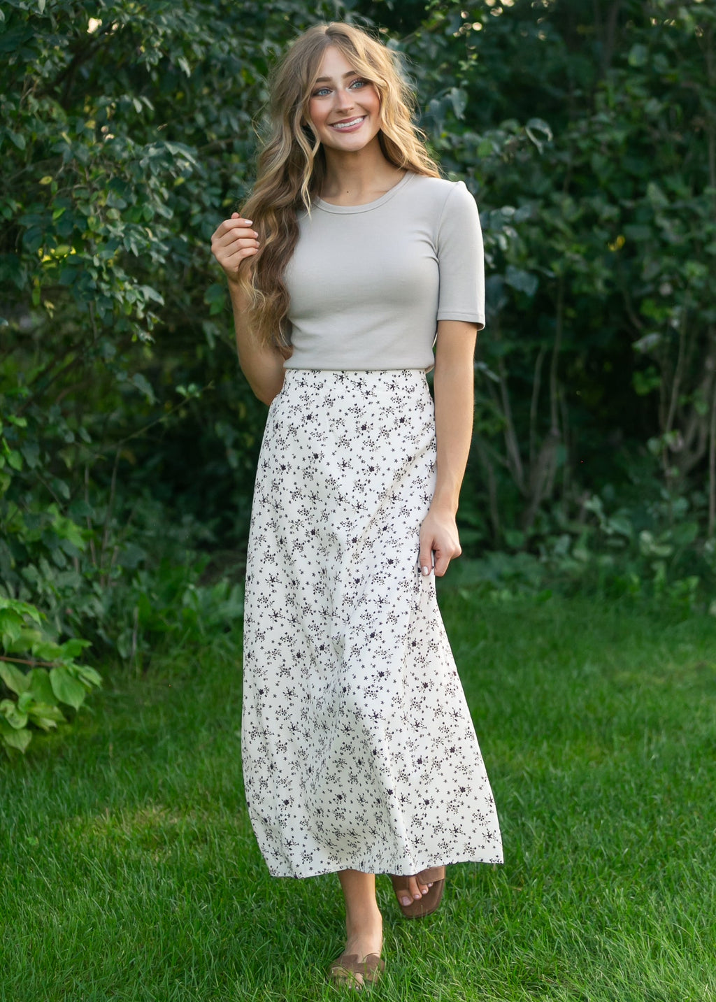 Braylyn Brown Floral Midi Skirt - FINAL SALE