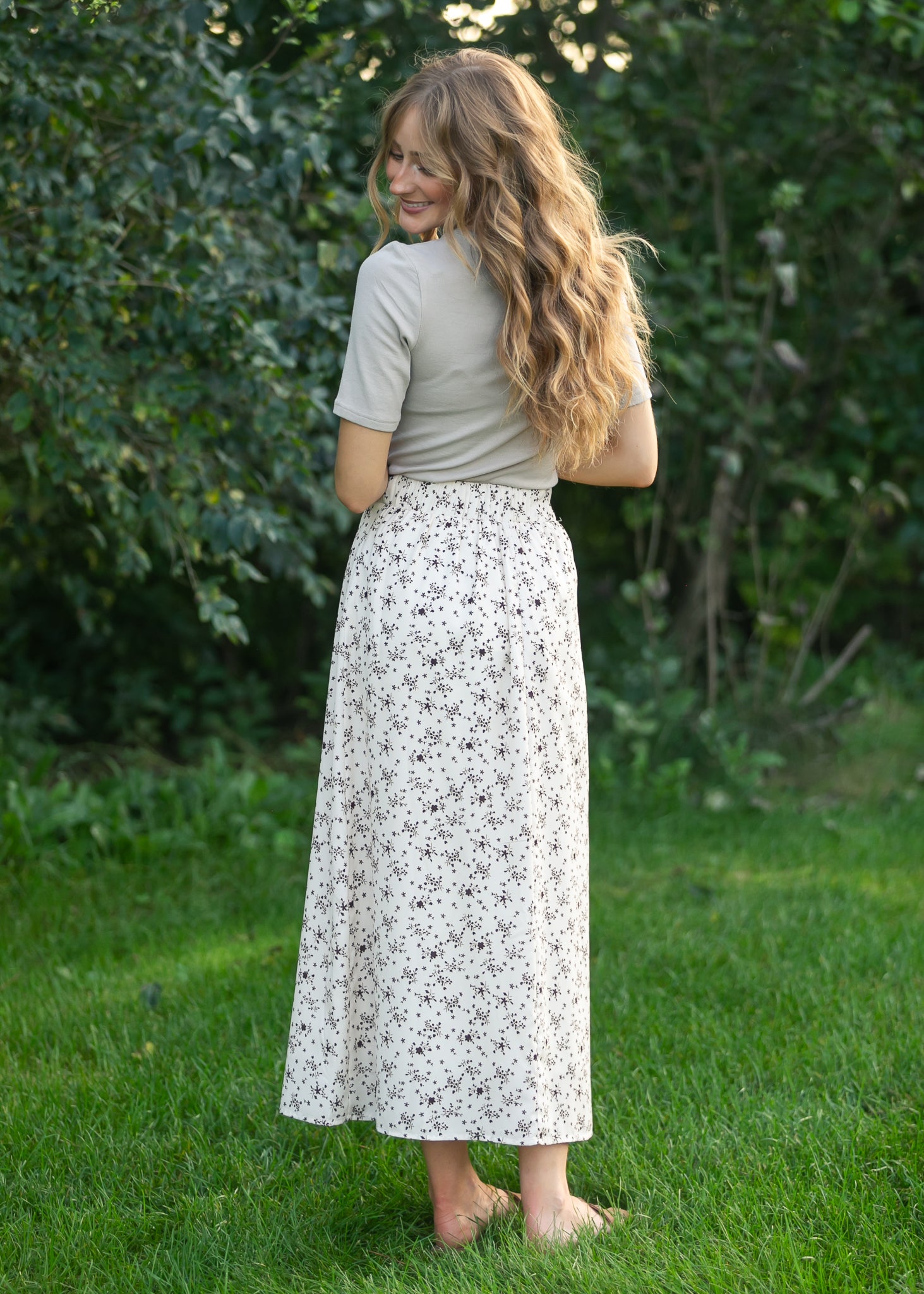 Braylyn Brown Floral Midi Skirt - FINAL SALE