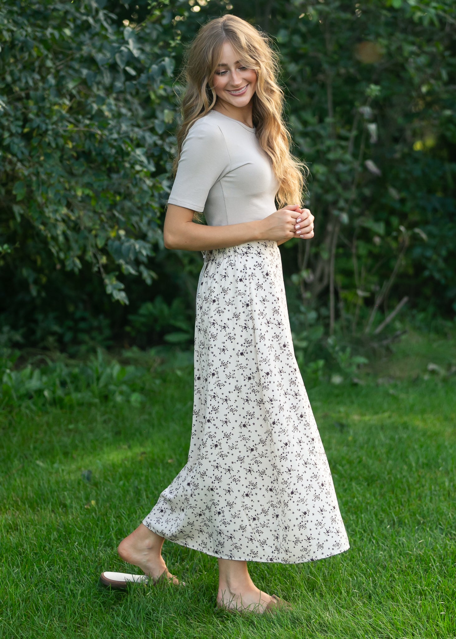 Braylyn Brown Floral Midi Skirt - FINAL SALE