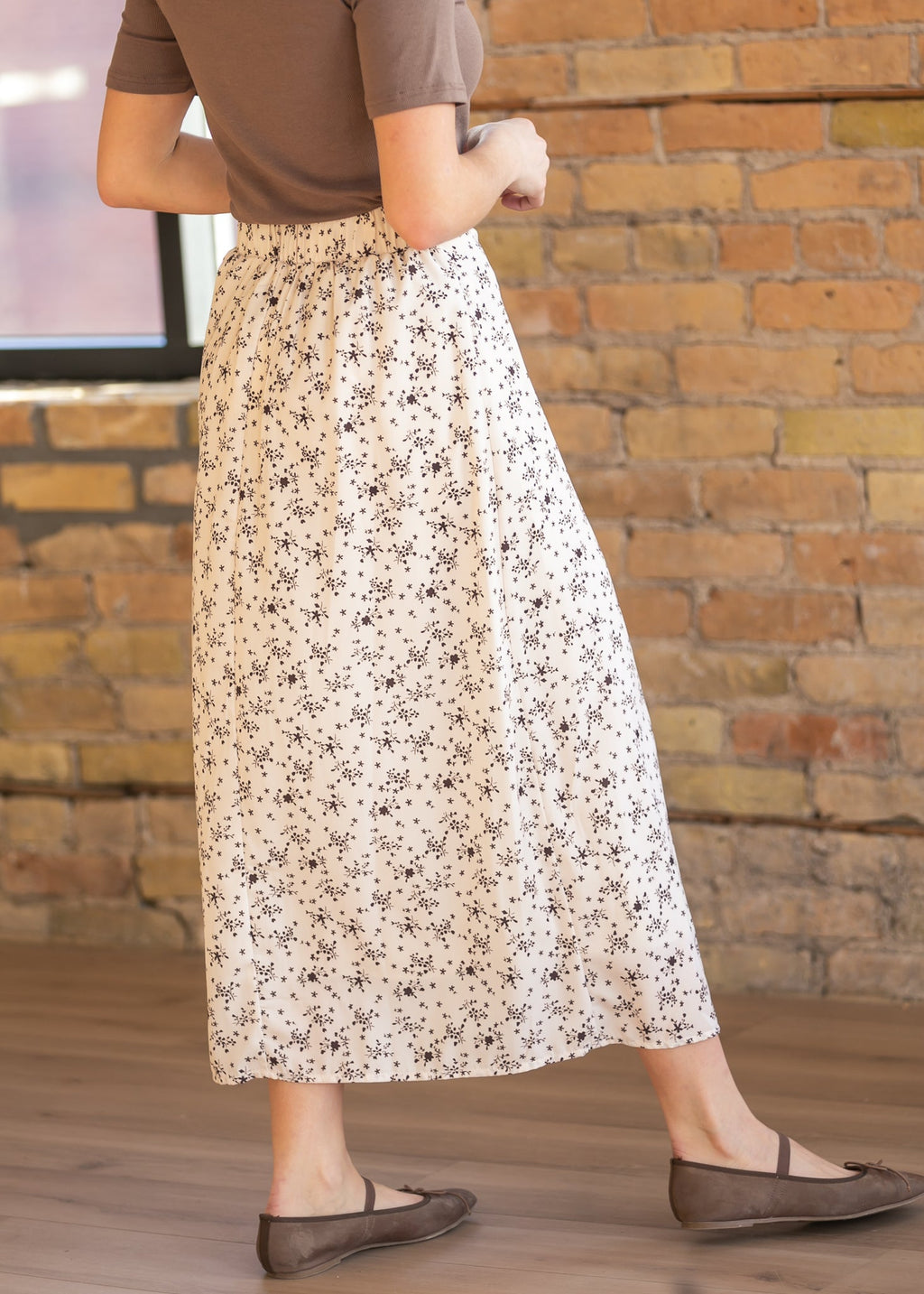 Braylyn Brown Floral Midi Skirt - FINAL SALE