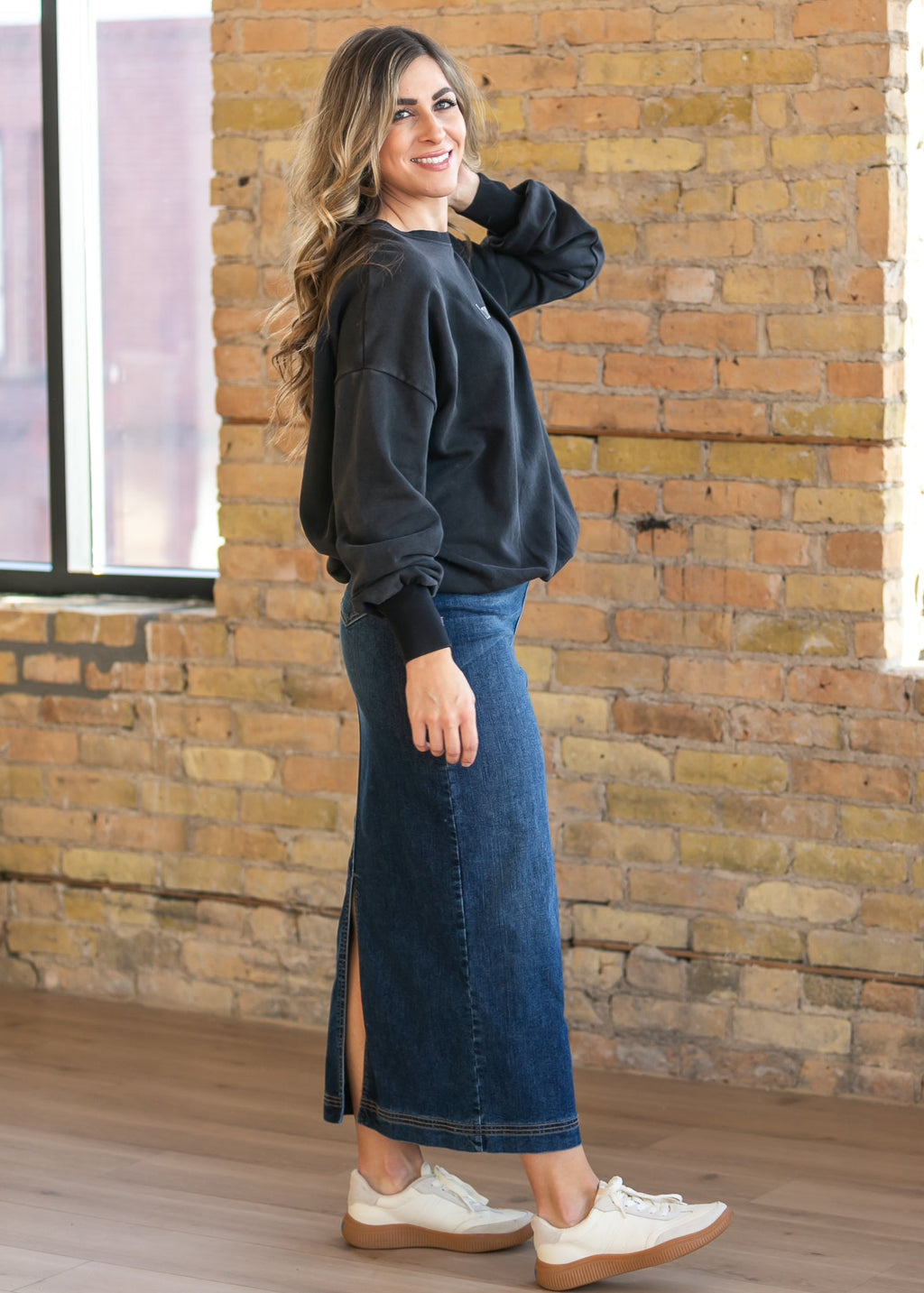 Bria Dark Wash Denim Maxi Skirt - FINAL SALE