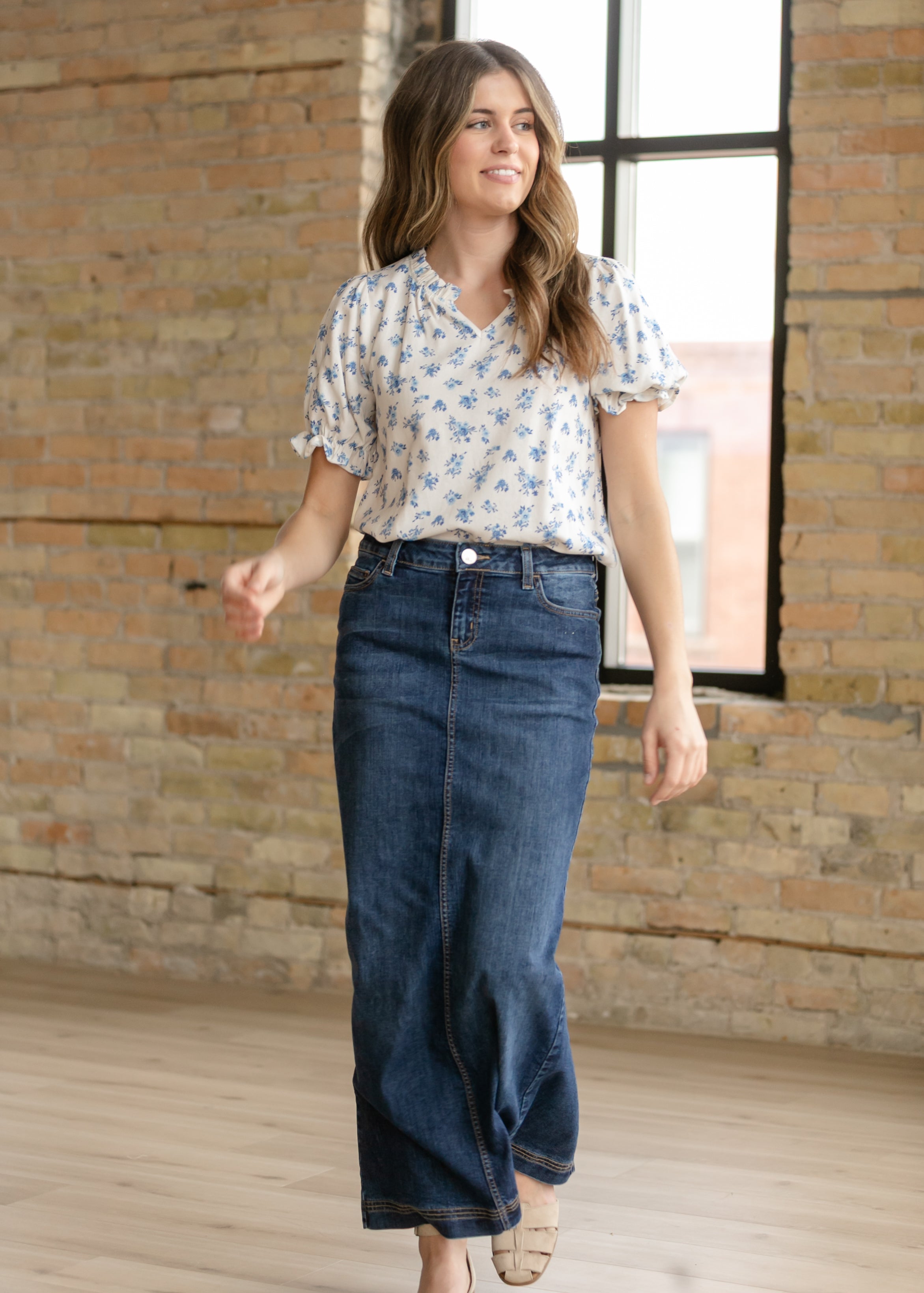 Bria Dark Wash Denim Maxi Skirt - FINAL SALE