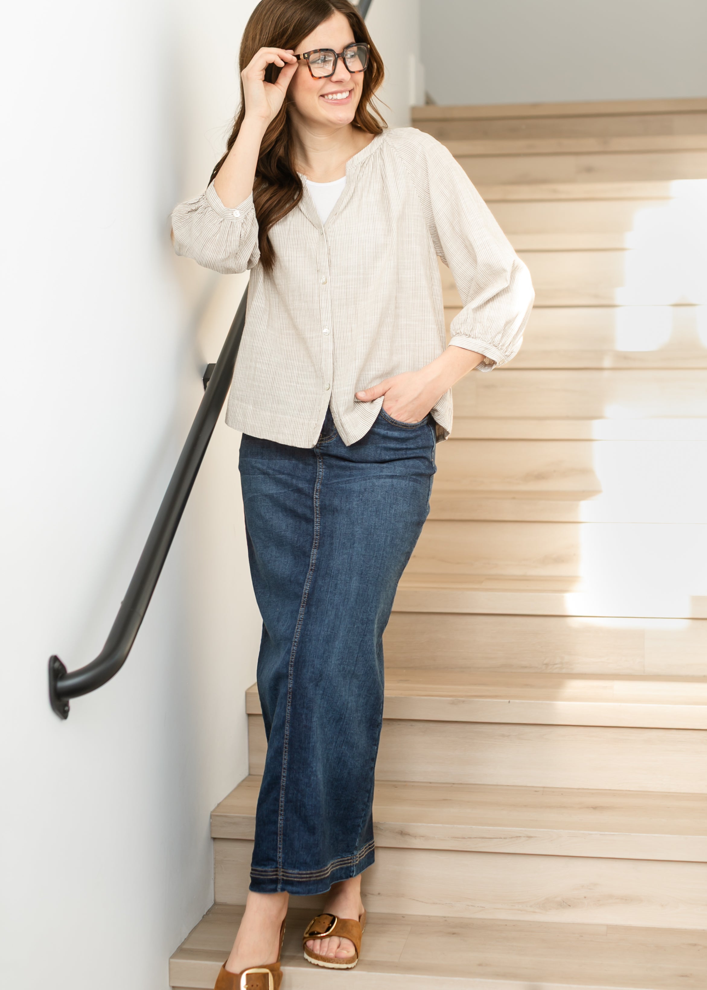 Bria Dark Wash Denim Maxi Skirt - FINAL SALE