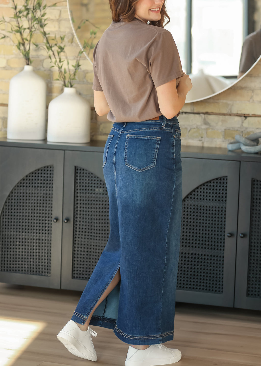 Bria Dark Wash Denim Maxi Skirt - FINAL SALE