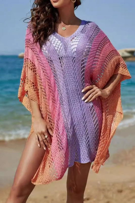 Rainbow Gradient Crochet Cover-Up - Tigbul's Variety Fashion Shop