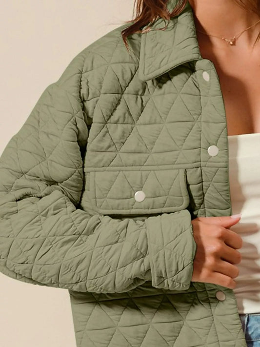 SO ME Triangle Quilting Stitch Button Up Knit Jacket - Tigbul's Variety Fashion Shop