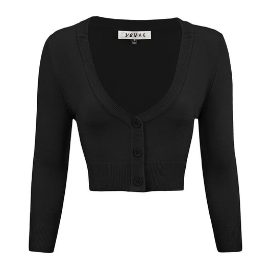 Women's Cropped Bolero 3/4 Sleeve Cardigan - Tigbul's Variety Fashion Shop