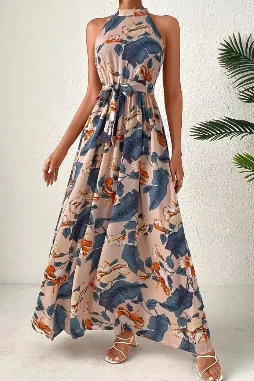 Tied Floral Sleeveless Dress - Tigbul's Variety Fashion Shop