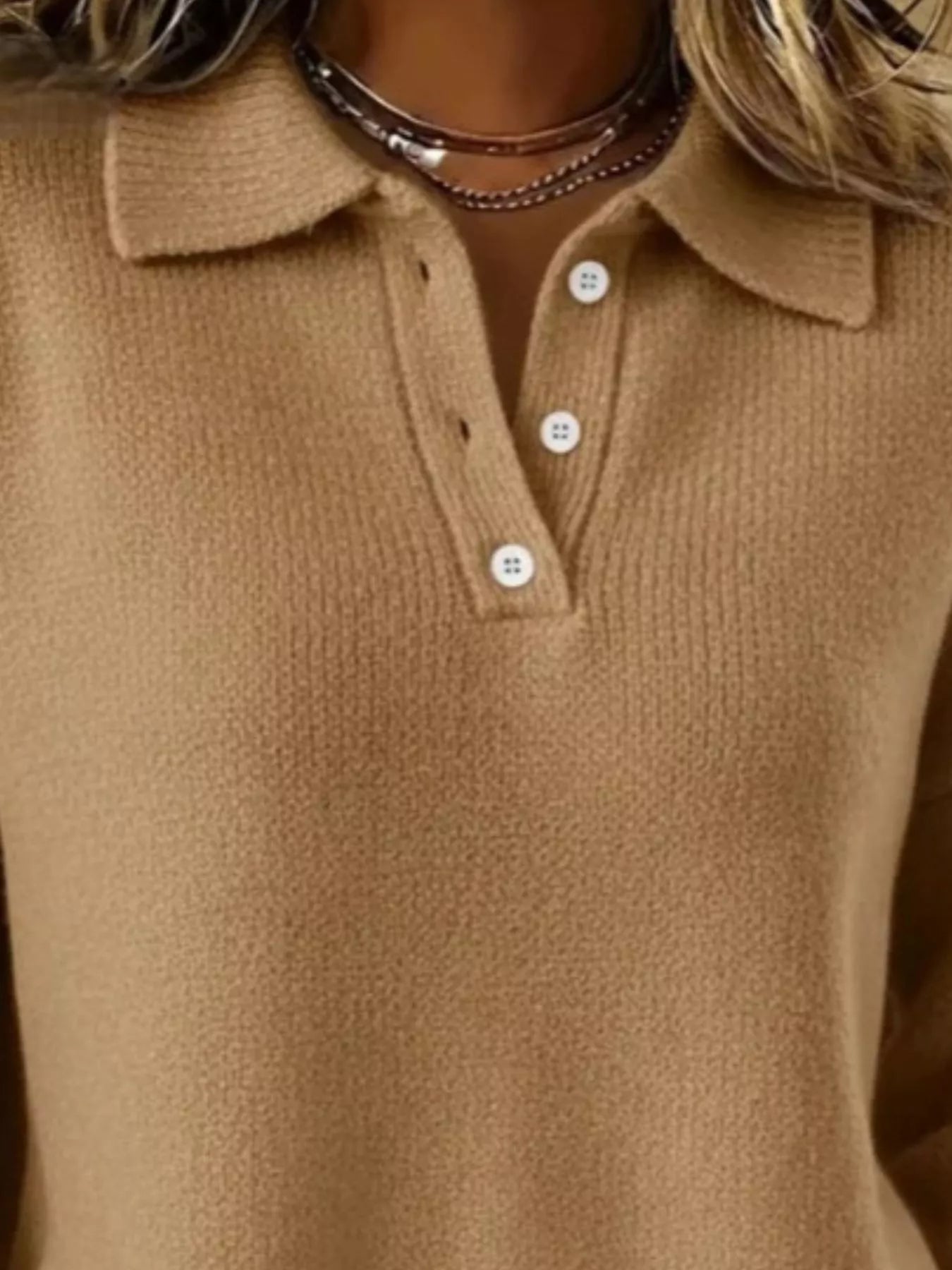 Full Size Button Detail Drop Shoulder Sweater Plus Size - Tigbul's Variety Fashion Shop