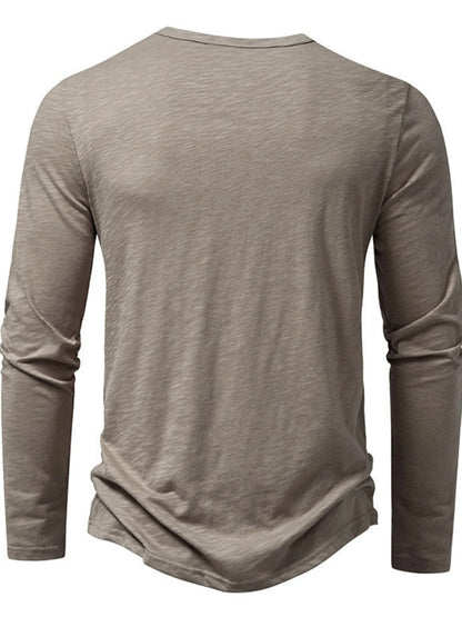 Men's Button Detail Long Sleeve T-Shirt - Tigbul's Variety Fashion Shop
