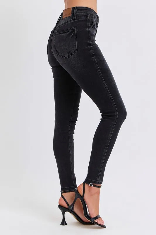 Judy Blue Full Size Midi Rise Tummy Control Skinny Jeans Plus Size - Tigbul's Variety Fashion Shop