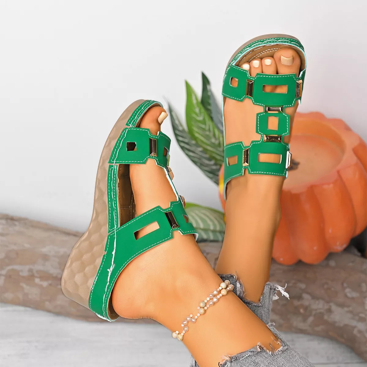 Women's Open Toe Wedge Sandals - Tigbul's Variety Fashion Shop