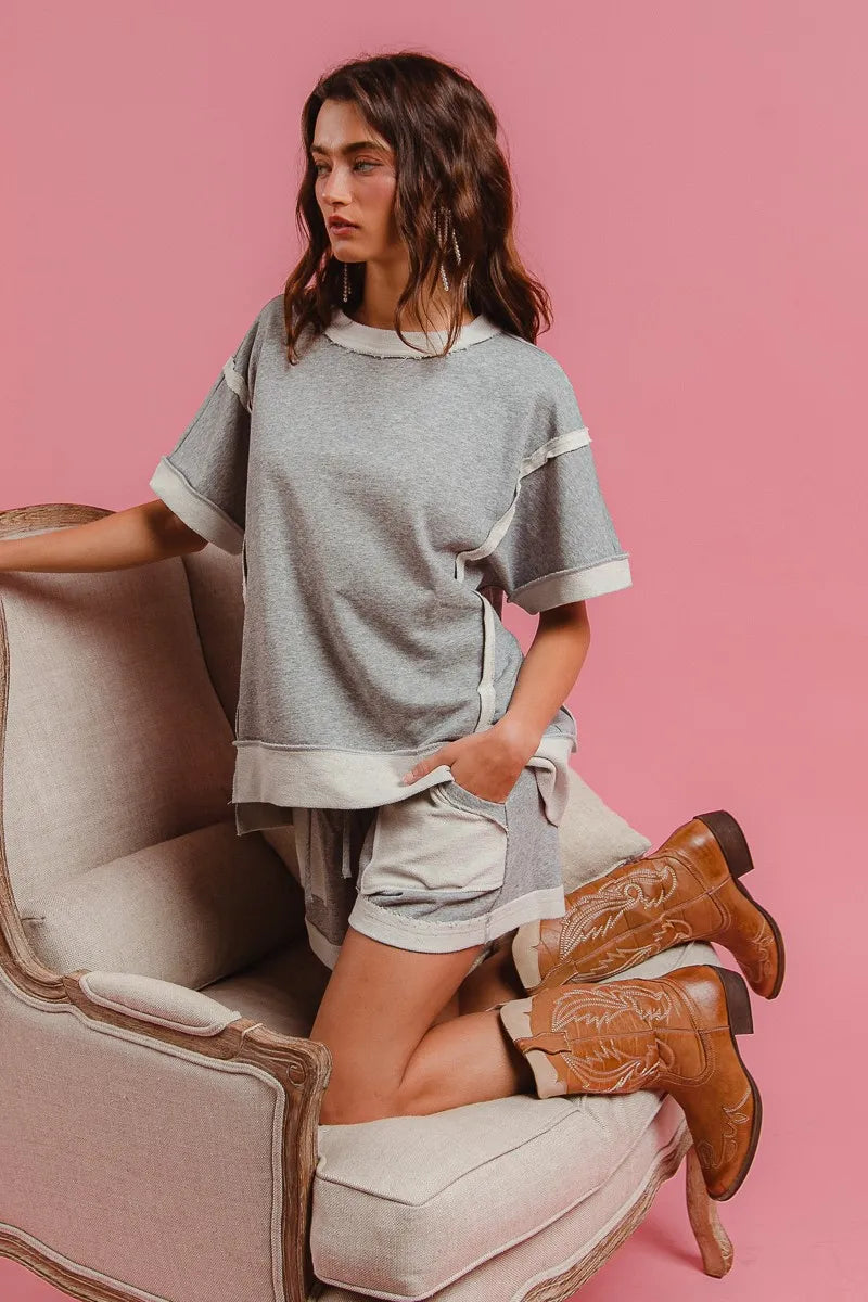 BiBi French Terry Knit Shorts with Side Pocket - Tigbul's Variety Fashion Shop