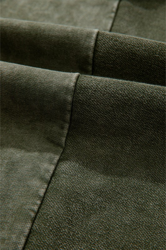 Mineral Wash Patchwork Tiered Wide Leg Pants, Women's - Tigbul's Variety Fashion Shop