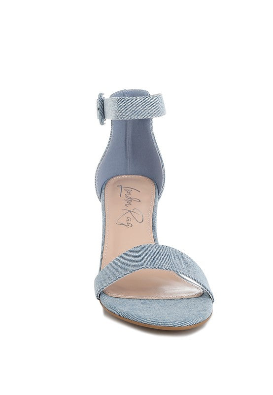 Ozula Denim Kitten Heel Sandals - Tigbul's Variety Fashion Shop