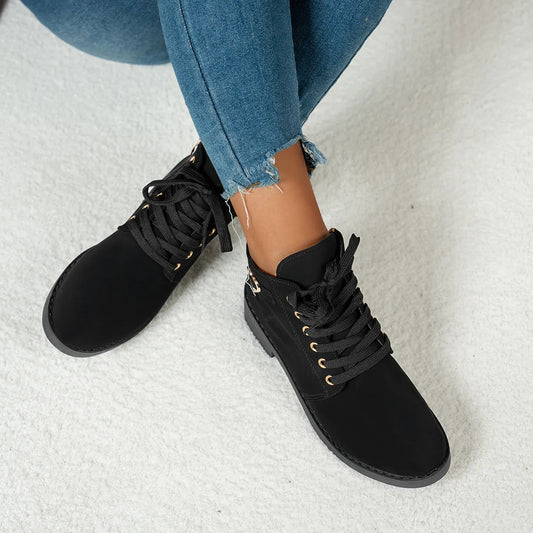 Lace-Up Ankle Boots with Heart Charm Detail - Tigbul's Variety Fashion Shop