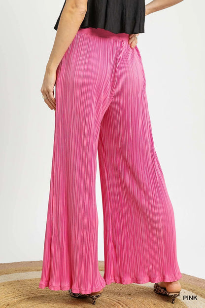 Umgee Wide Leg Textured Pants - Tigbul's Variety Fashion Shop