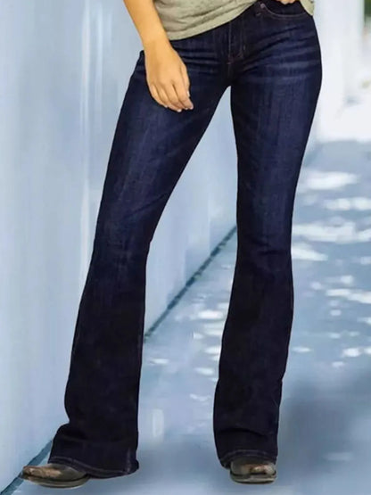 Full Size Wash Flare Jeans with Pockets Plus Size - Tigbul's Variety Fashion Shop