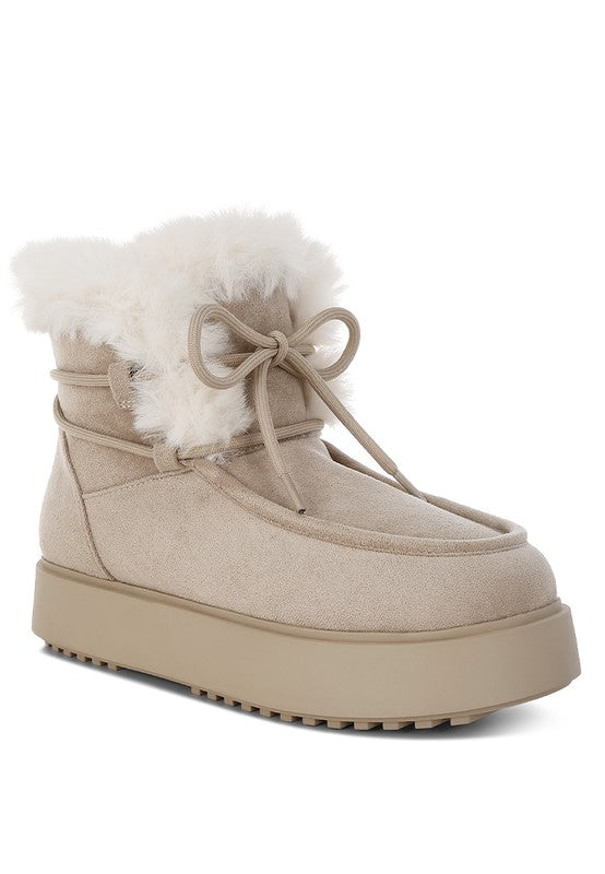 Bunting Faux Fur Collar Flatform Boots - Tigbul's Variety Fashion Shop