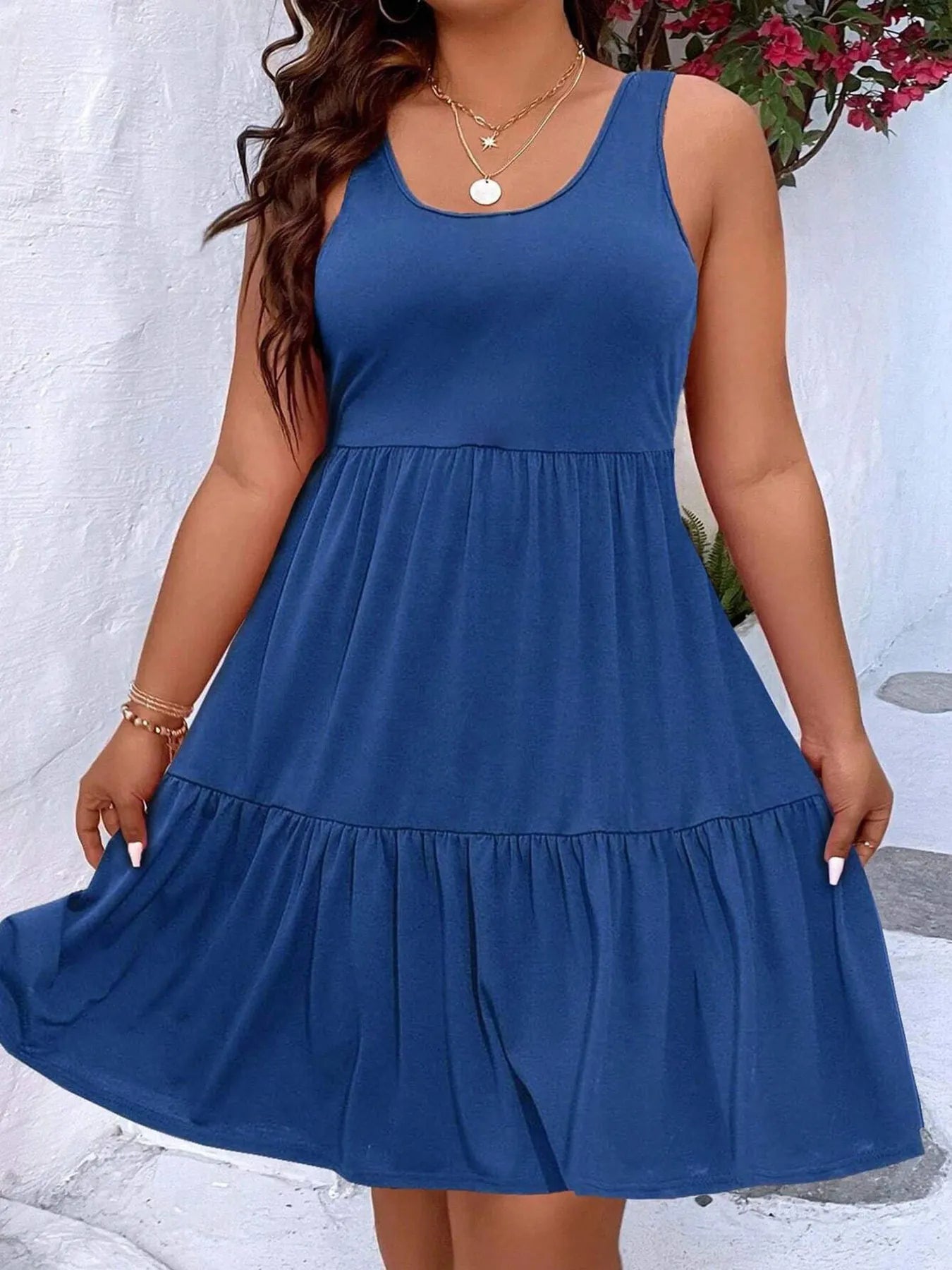 Plus Size Tiered Scoop Neck Tank Dress - Tigbul's Variety Fashion Shop