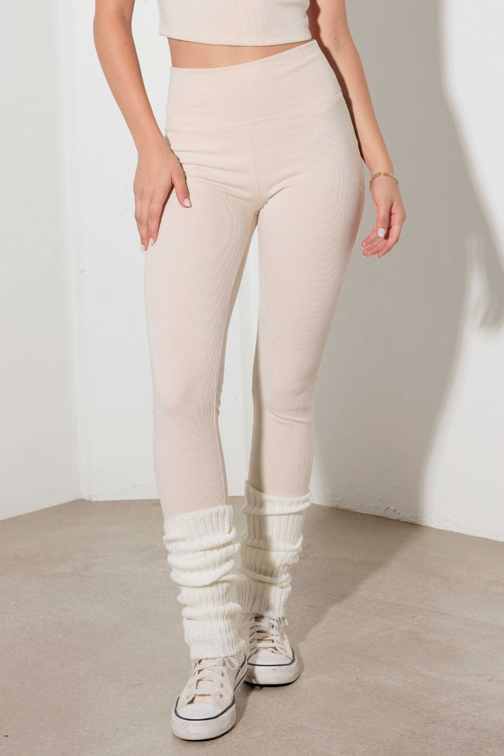 Le Lis Ribbed Crop Cami and High Waist Brushed Leggings Set - Tigbul's Variety Fashion Shop