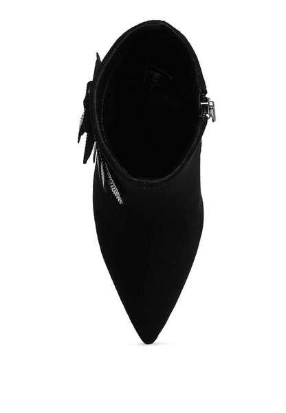 Yarrow Rhinestones Petal Detail Boots - Tigbul's Variety Fashion Shop