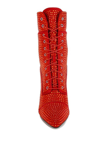 Bitetto Rhinestones Embellished Calf Boots - Tigbul's Variety Fashion Shop