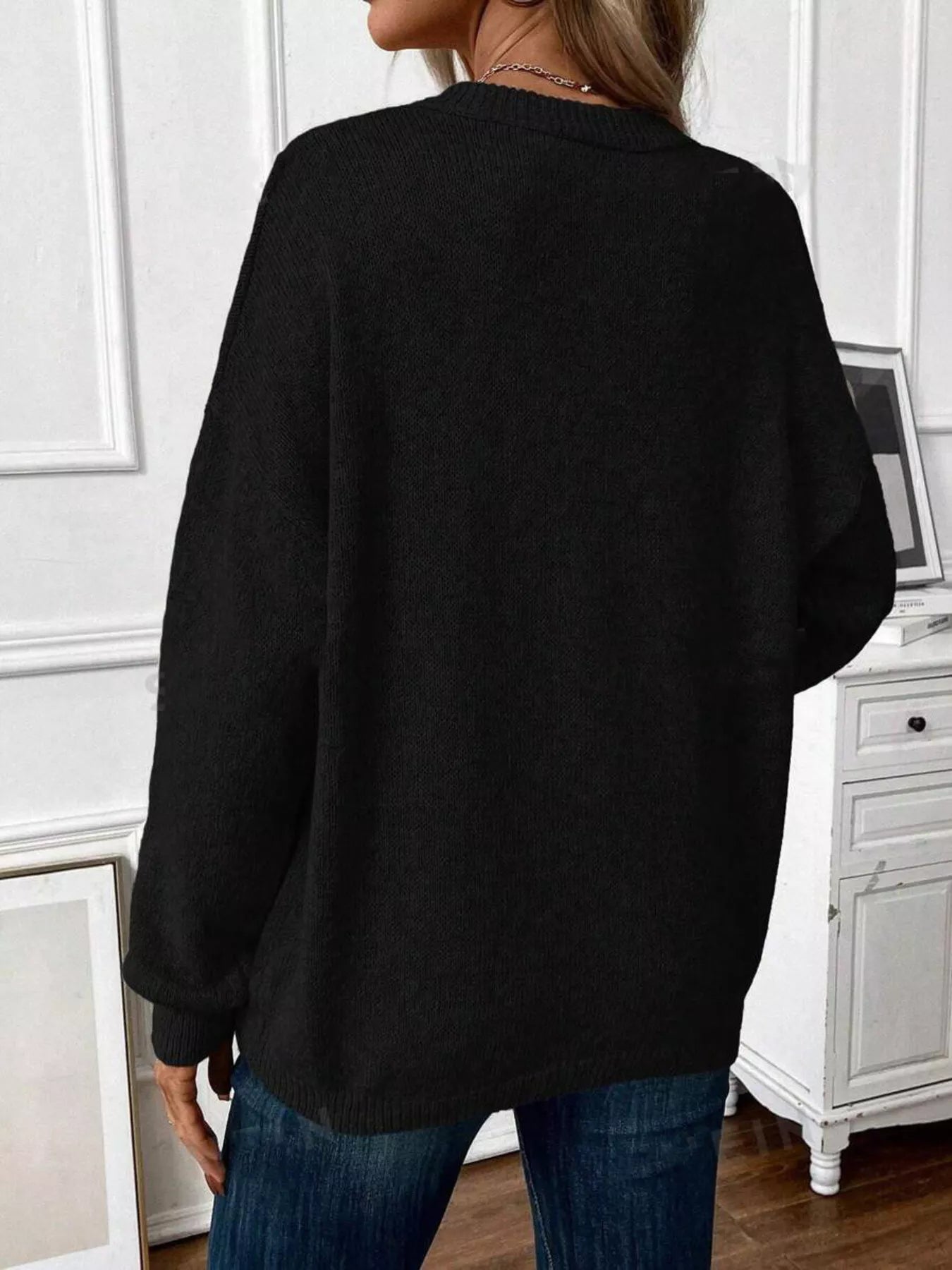 Loose-Fit Dropped Shoulder Sweater - Tigbul's Variety Fashion Shop