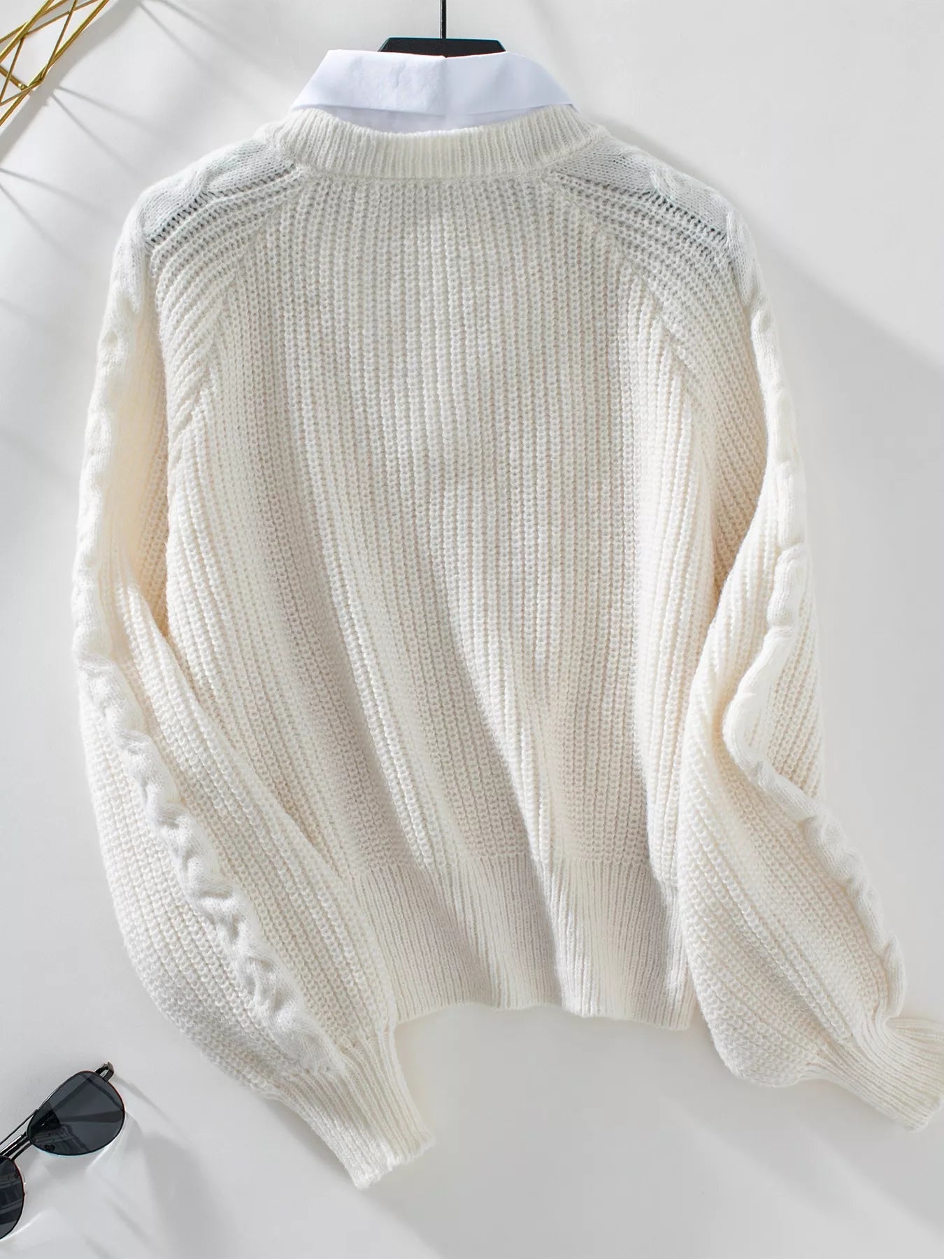 Cable Knit Long Sleeve Sweater - Tigbul's Variety Fashion Shop