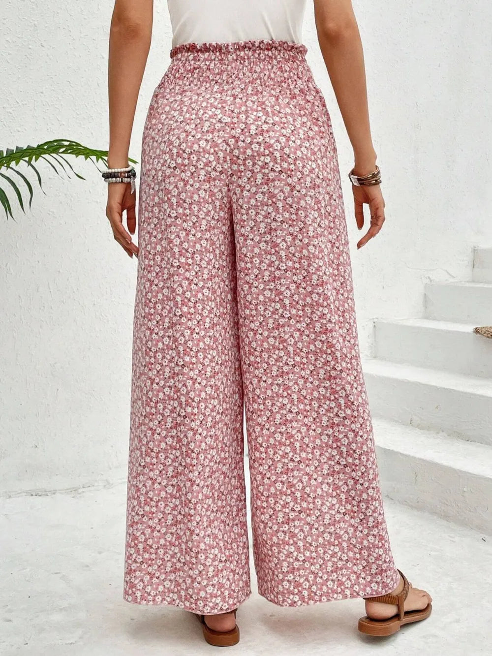 Tied Printed Wide Leg Pants - Tigbul's Variety Fashion Shop