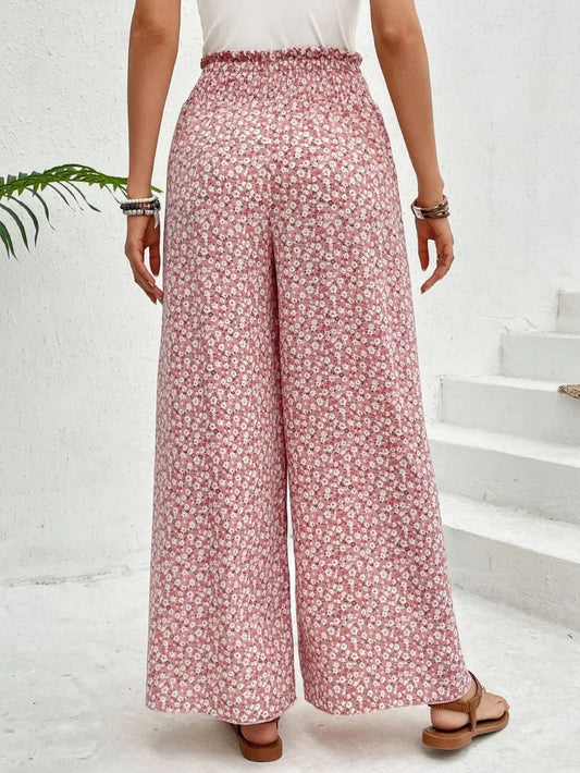 Tied Printed Wide Leg Pants - Tigbul's Variety Fashion Shop