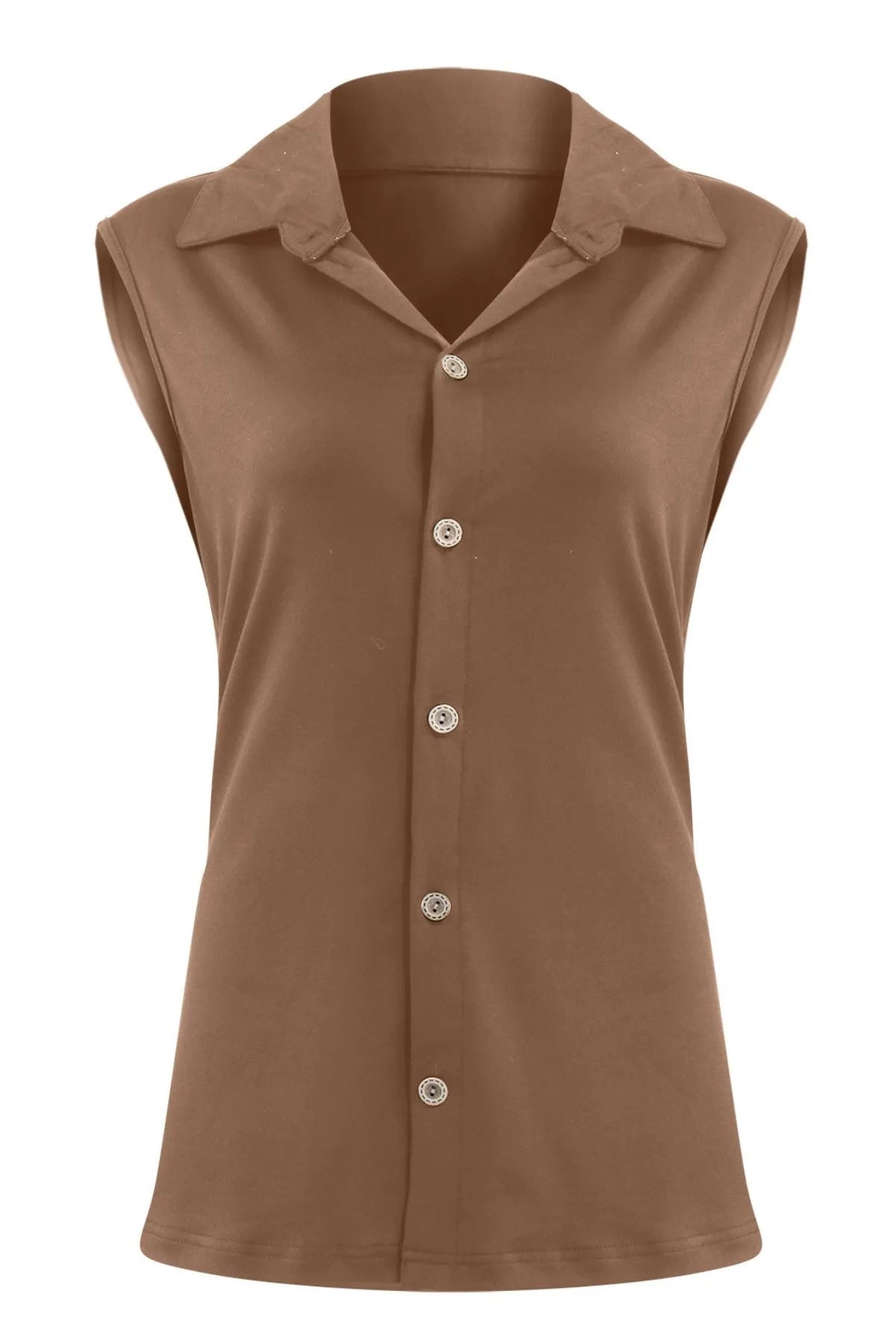 Button Down Sleeveless Top - Tigbul's Variety Fashion Shop