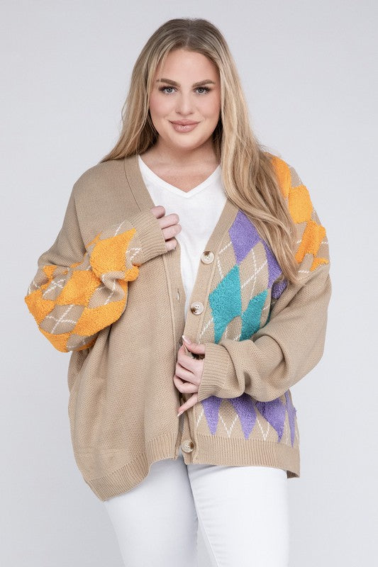 Plus V Neck Button Front Cardigan - Tigbul's Variety Fashion Shop