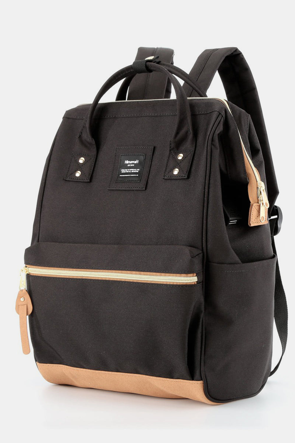 Himawari Contrast Waterproof Canvas Backpack Bag with Side Pockets - Tigbul's Variety Fashion Shop