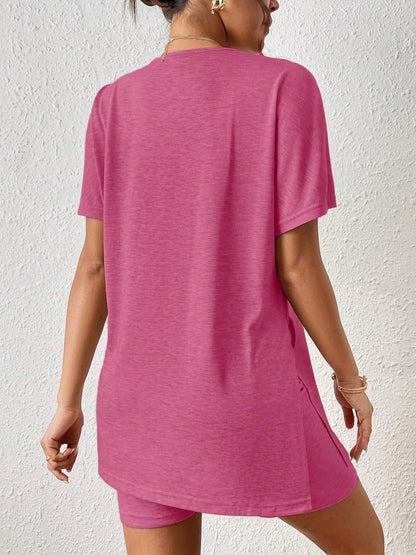 Casual Round Neck T-Shirt and Shorts Set - Tigbul's Variety Fashion Shop