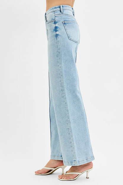 RISEN Full Size High Waist Wide Leg Pintuck Detailed Plus Size - Tigbul's Variety Fashion Shop