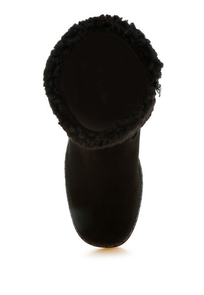 Woolly Faux Fur & Embroidery Detail Boots - Tigbul's Variety Fashion Shop