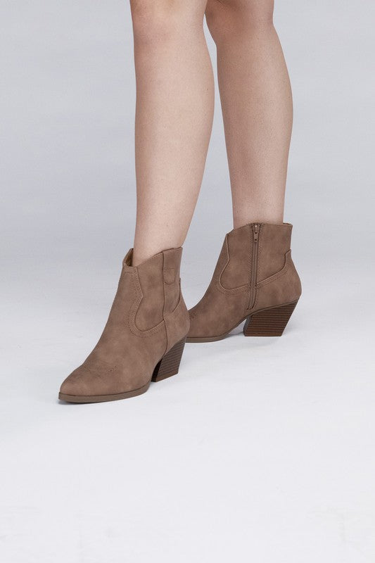 Side Zip Western Ankle Booties - Tigbuls Variety Fashion