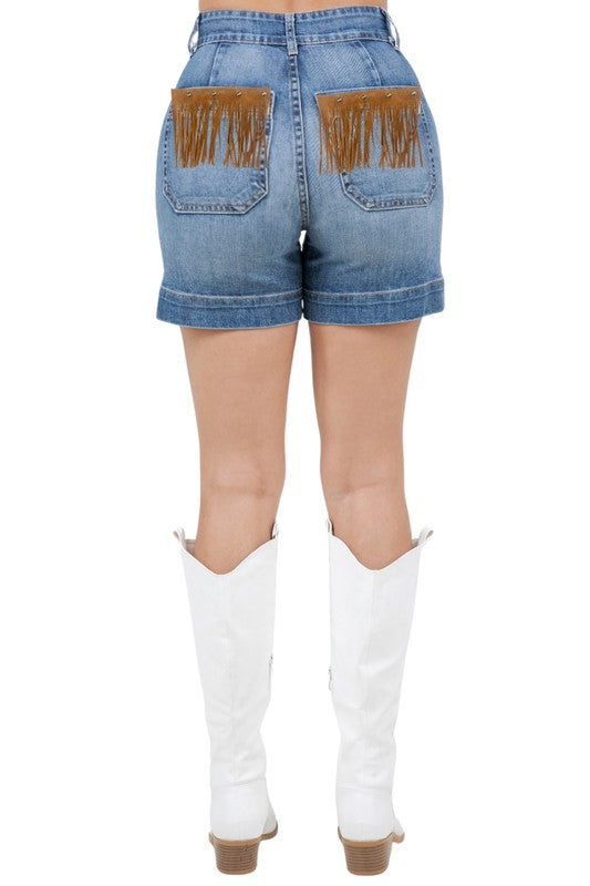 Willow Fringe Short Medium Wash - Tigbul's Variety Fashion Shop