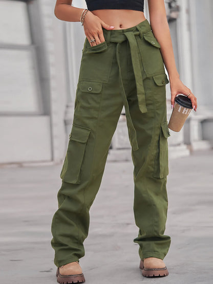 High-Waisted Multi-Pocket Cargo Jeans - Tigbul's Variety Fashion Shop