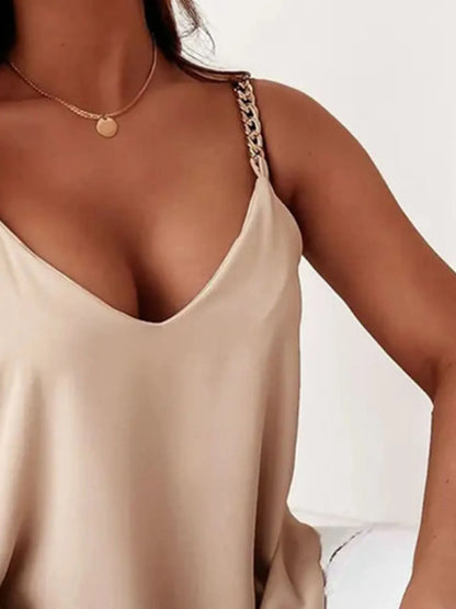 Chain Strap V-Neck Tank Top - Tigbul's Variety Fashion Shop