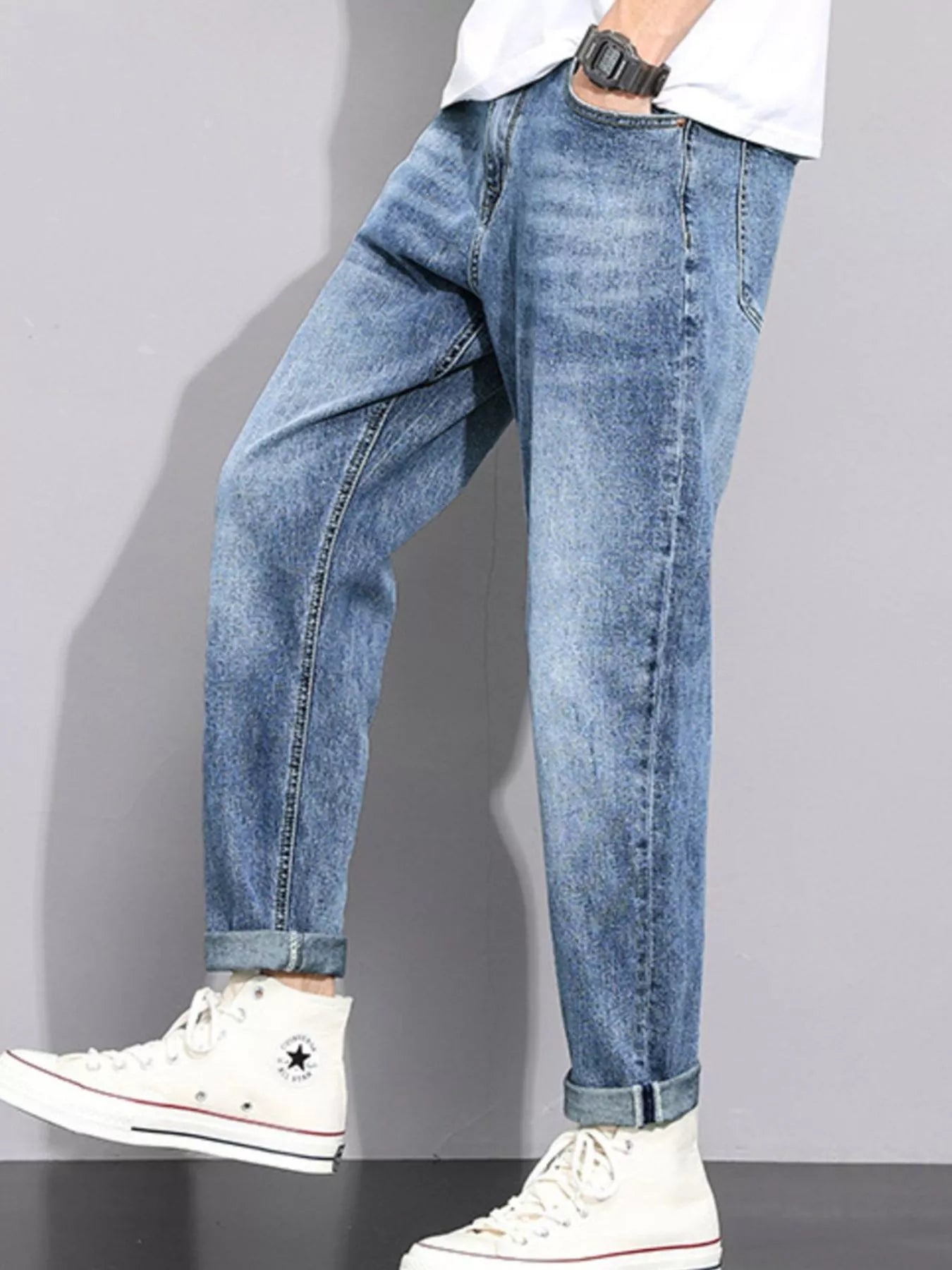 Men's Washed Straight Leg Jeans - Tigbul's Variety Fashion Shop
