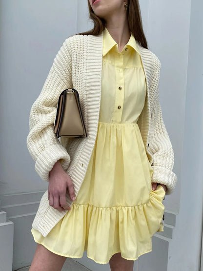 Tiered Long Sleeve Shirt Dress - Tigbul's Variety Fashion Shop
