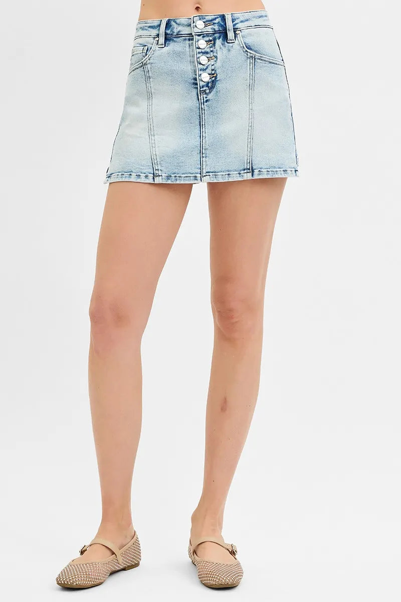 RISEN Full Size High Rise Button Down Skorts Plus Size - Tigbul's Variety Fashion Shop