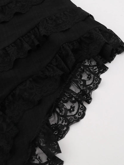 Asymmetrical Lace Ruffle Skirt - Tigbul's Variety Fashion Shop