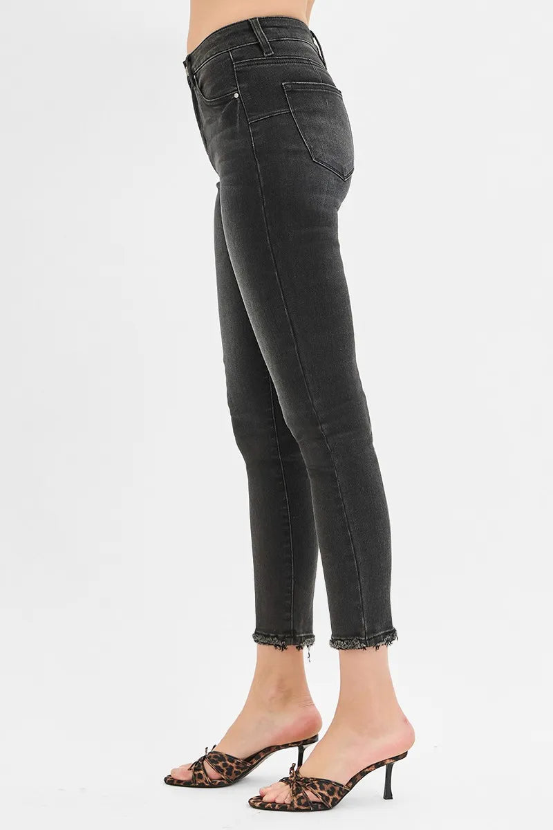 RISEN Full Size Tummy Control Mid Rise Crop Skinny Jeans Plus Size - Tigbul's Variety Fashion Shop