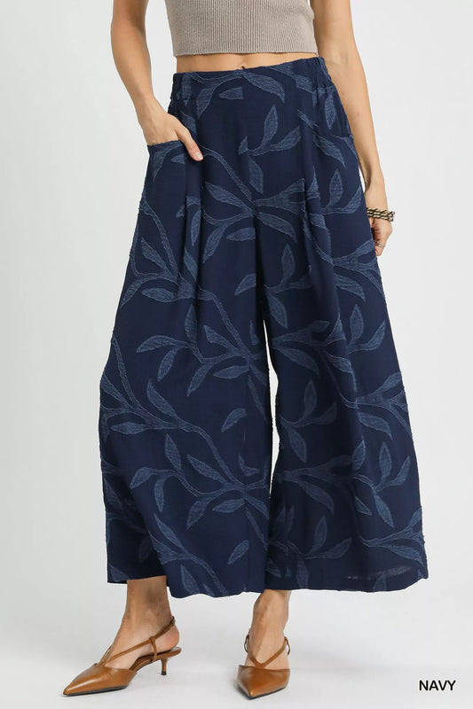 Umgee Jacquard Wide-Leg Pants - Tigbul's Variety Fashion Shop