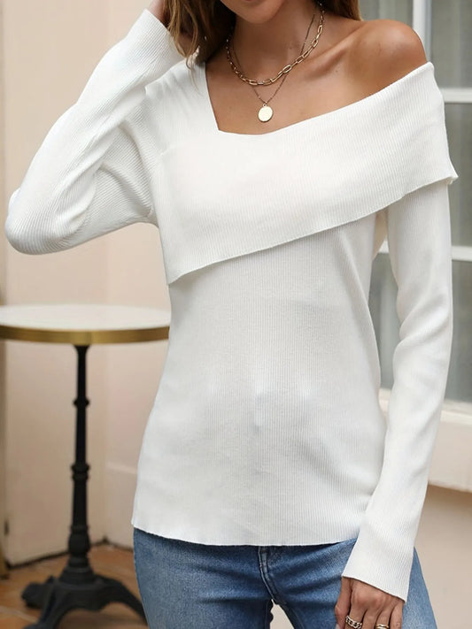 Asymmetrical One Shoulder Knit Top - Tigbul's Variety Fashion Shop