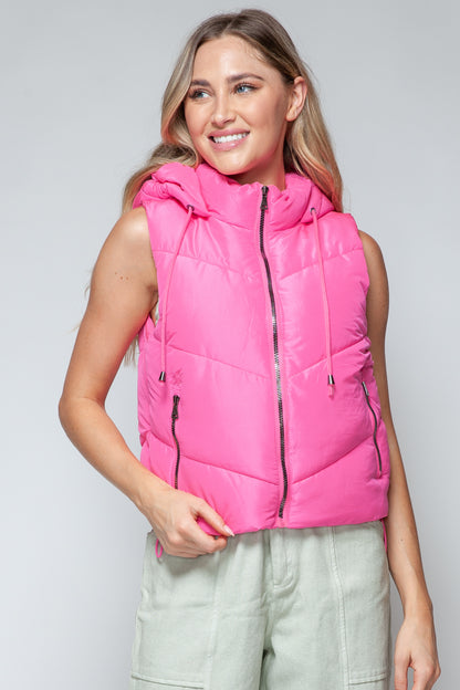 Snobbish Zip Up Quilted Hooded Vest - Tigbul's Variety Fashion Shop