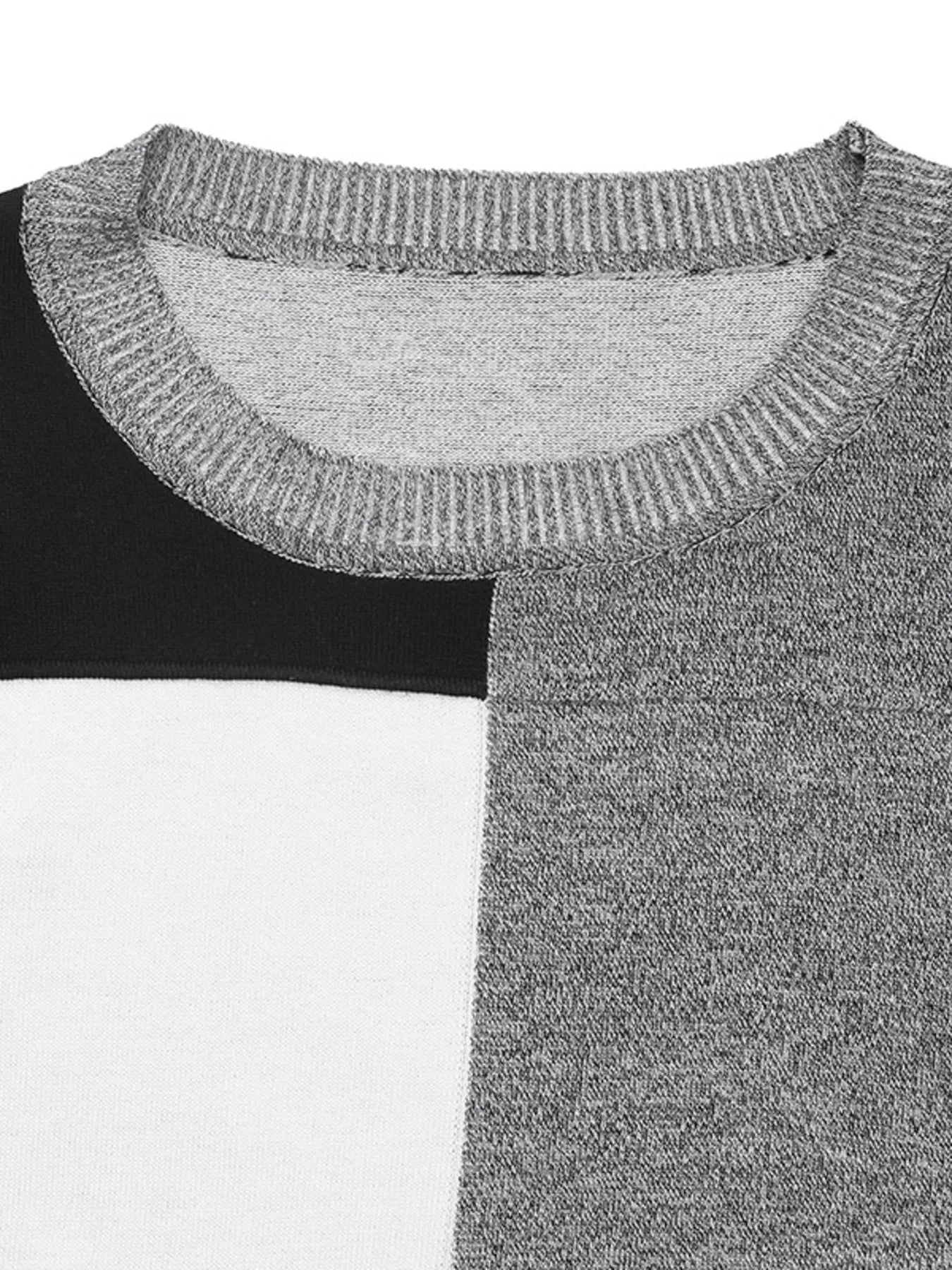 Color Block Knit Long Sleeve Sweater - Tigbul's Variety Fashion Shop